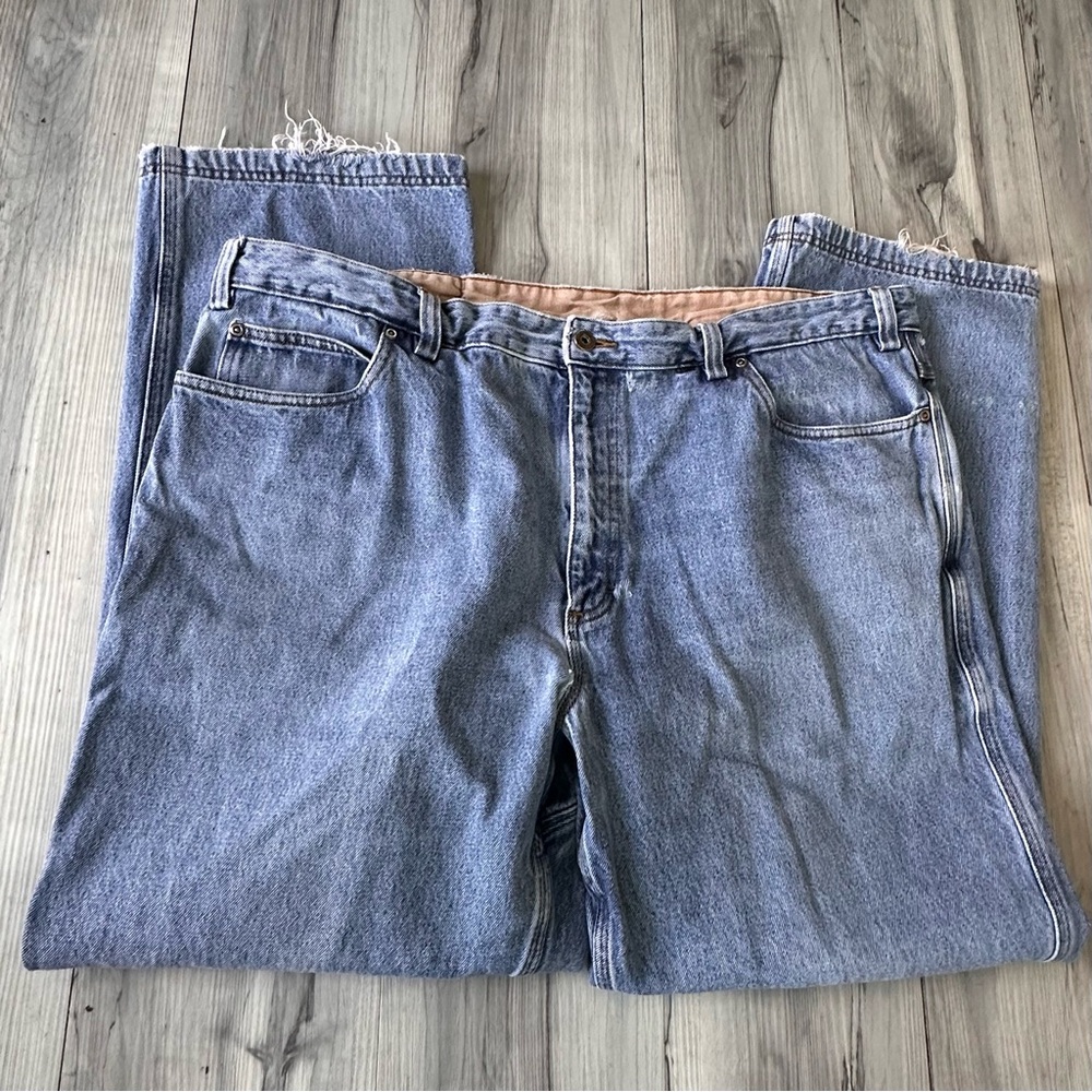 Duluth Trading Co Blue Jeans Size 44x31 Men's Medium Wash Relaxed Fit Natural - Picture 4 of 8